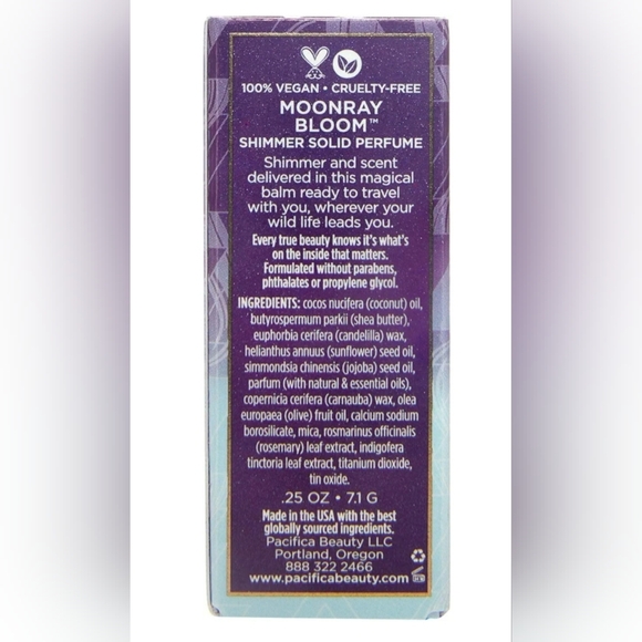 Pacifica MOONRAY BLOOM Shimmer Solid Perfume 100% Vegan Cruelty free - Picture 3 of 4
